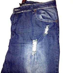 Ladies Plus Size Hot Swag Distressed Jeans